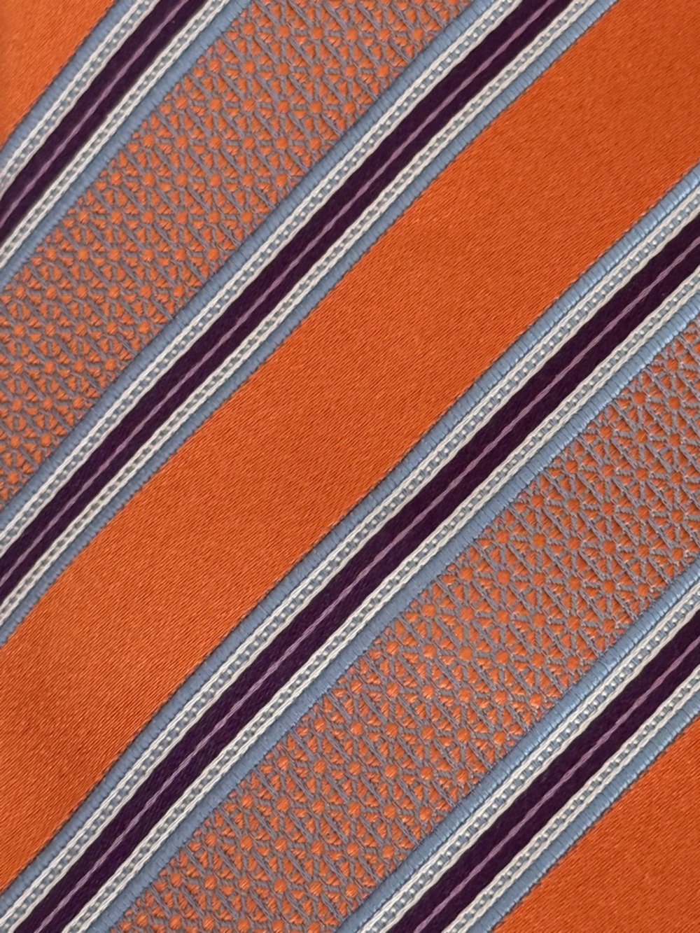 Ermenegildo Zegna Orange and Purple Diagonal Stripe Tie